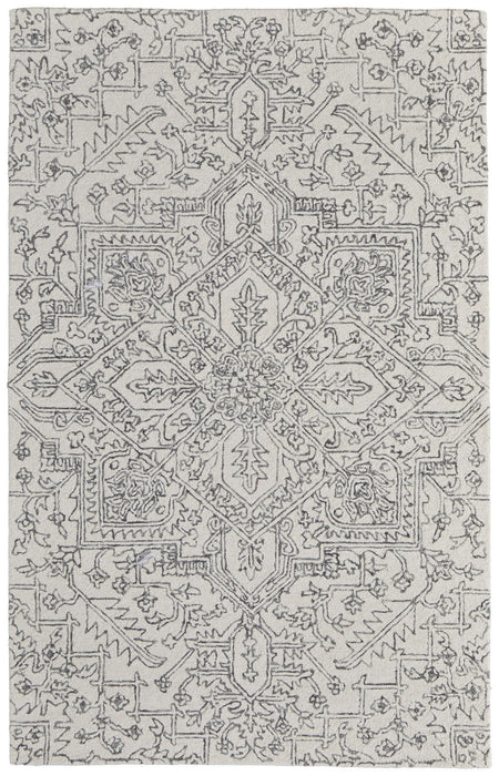 10' X 14' Wool Oriental Hand Tufted Area Rug - White / Gray