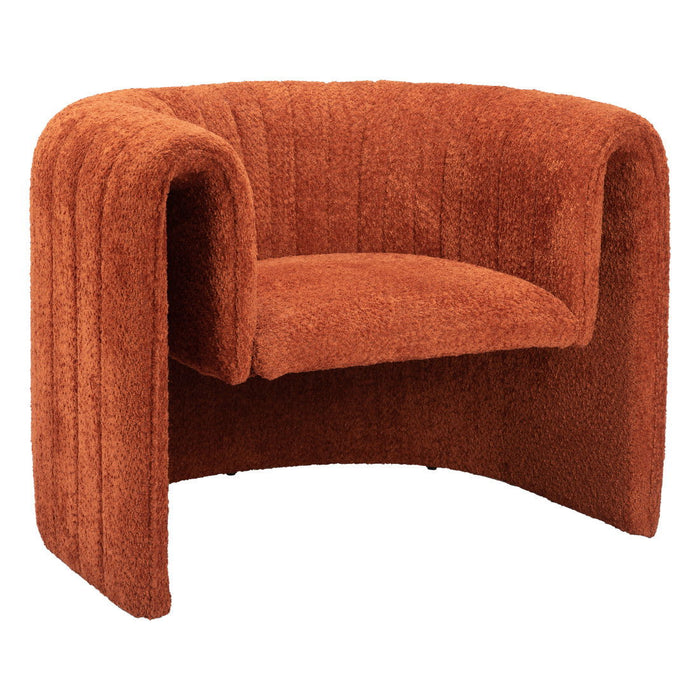 37" Modern Sherpa And Upholstered Tufted Arm Chair - Burnt Orange