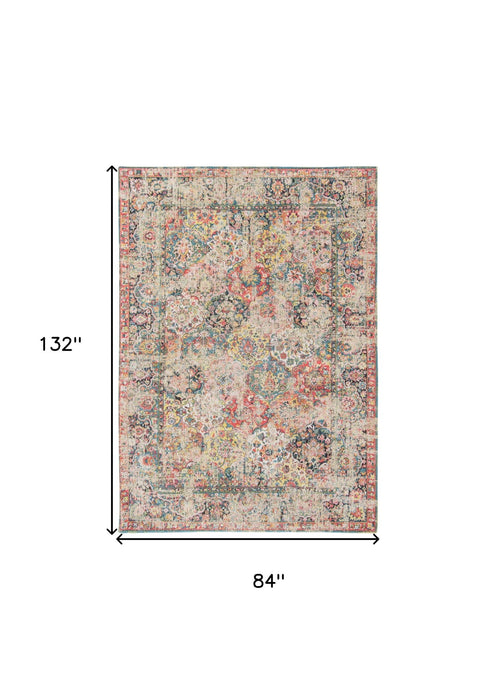 7' x 11' Oriental Non Skid Area Rug - Red