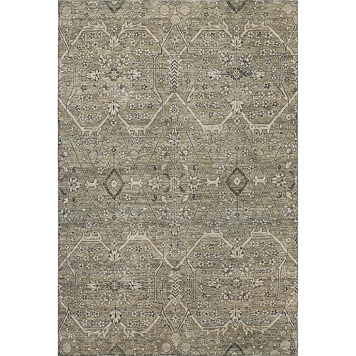 10' X 14' Floral Washable Area Rug With UV Protection (691740) - Khaki / Beige / Gray