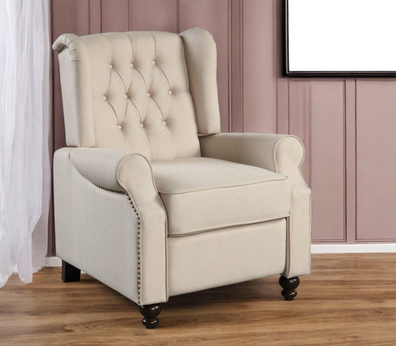 Microfiber Manual Club Recliner - Beige
