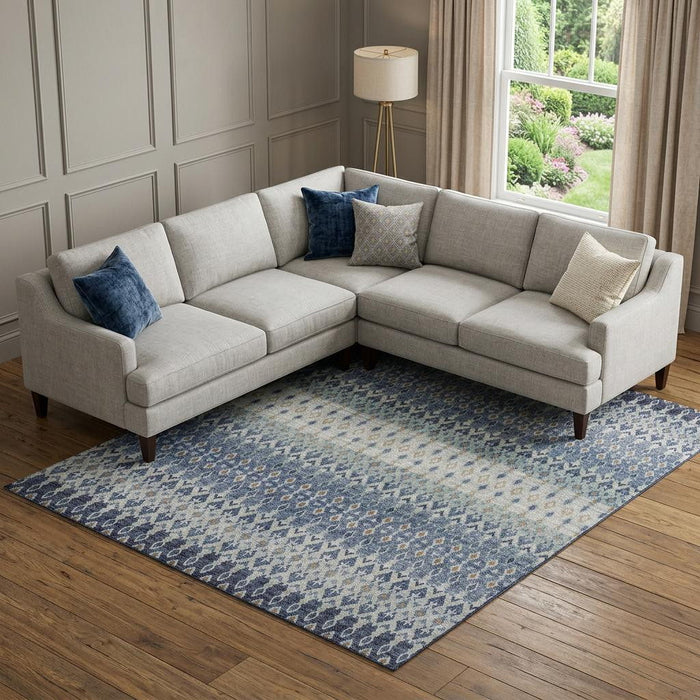 8' X 10' Tribal Distressed Washable Area Rug With UV Protection (643807) - Aqua / Gray / Orange