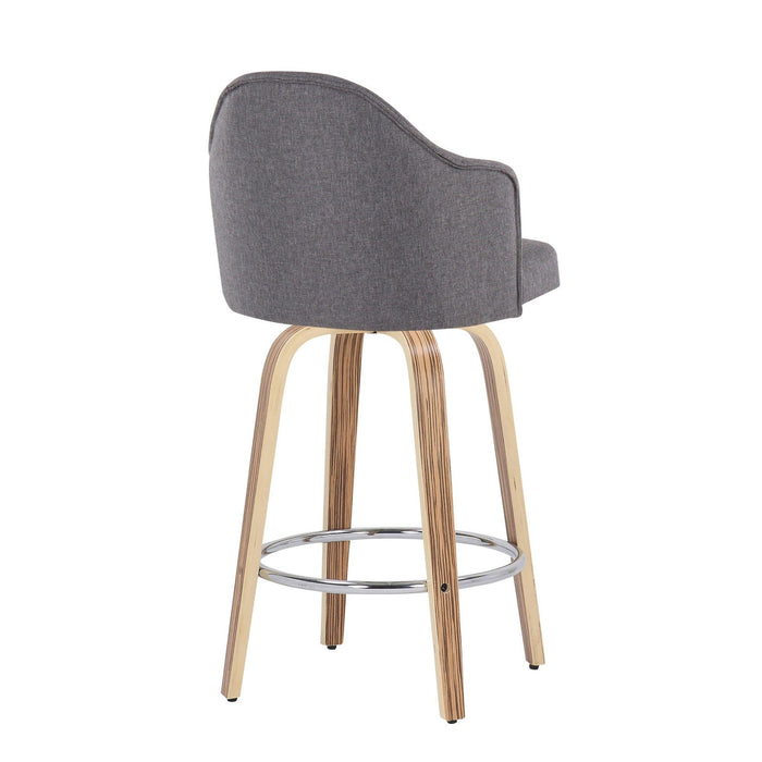 Ahoy - Fixed - Height Counter Stool - Zebra Wood Legs And Round Footrest (Set of 2)