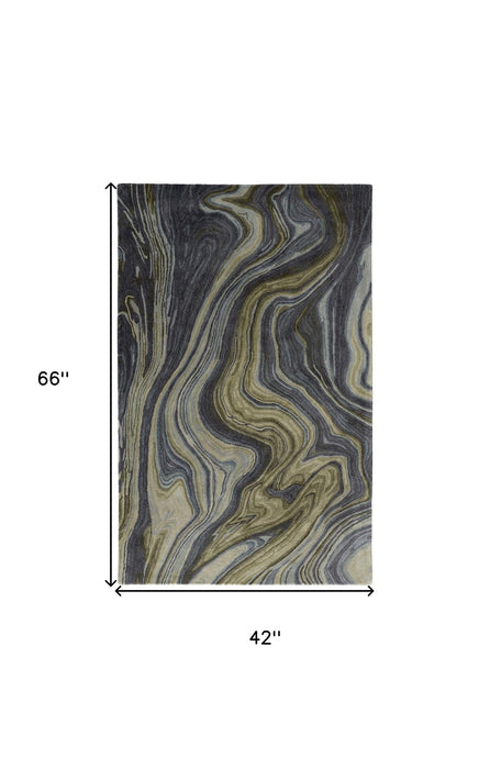 4' x 6' Abstract Hand Tufted Area Rug - Blue And Green