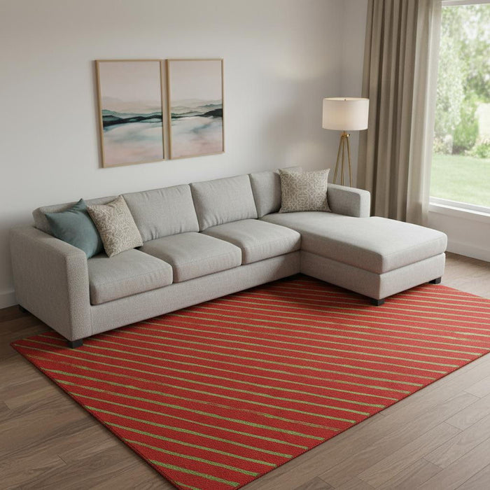 10' X 14' Abstract Geometric Washable Area Rug With UV Protection (701936) - Merlot / Green