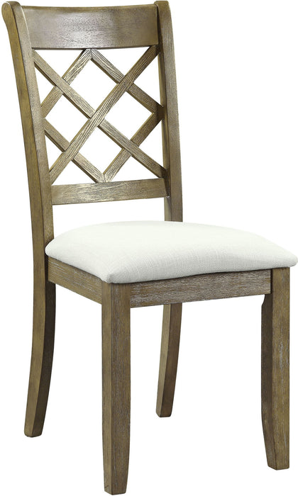 Upholstered Linen Cross Back Dining Side Chairs (Set of 2) - Beige