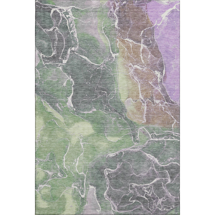 10' X 14' Abstract Washable Area Rug With UV Protection (701213) - Green / Purple / Gray
