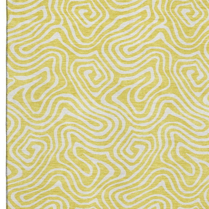 10' X 14' Abstract Washable Area Rug With UV Protection (680927) - Yellow / Ivory