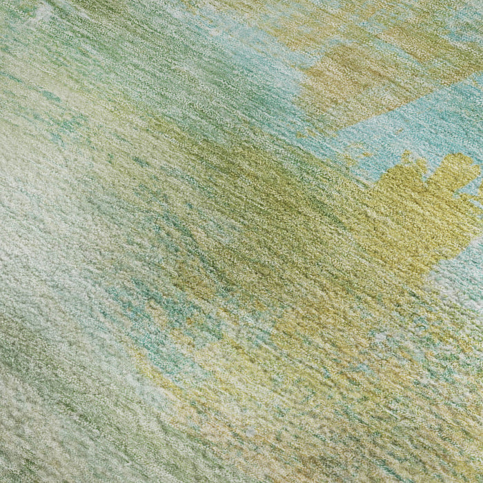 10' X 14' Abstract Washable Area Rug With UV Protection (715561) - Green / Teal