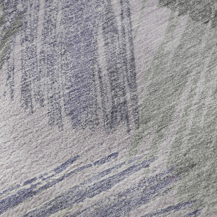 10' X 14' Striped Washable Area Rug With UV Protection (697488) - Lavender / Green / Ivory