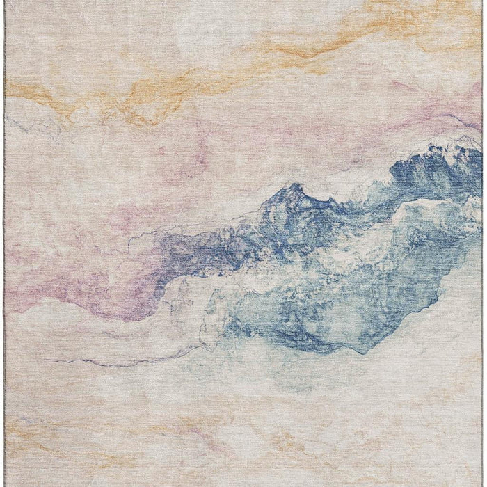10' X 14' Abstract Washable Area Rug With UV Protection (701587) - Pearl / Blue / Lavender