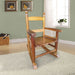 Giga children's indoor or outdoor rocking chair, durable and suitable for kids, with a wooden frame and colorful cushions.