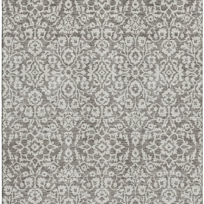 10' X 14' Damask Washable Area Rug With UV Protection (673175) - Taupe / Ivory