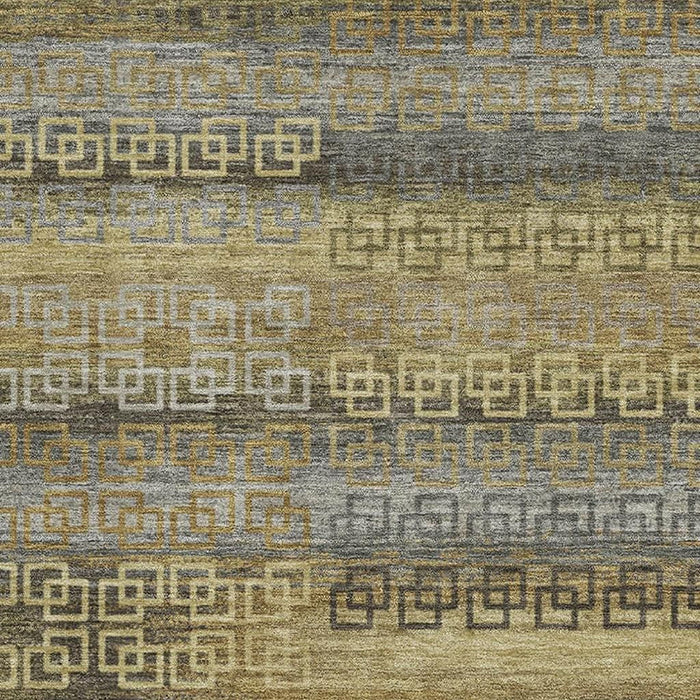 10' X 14' Striped Washable Area Rug With UV Protection (715123) - Wheat / Brown