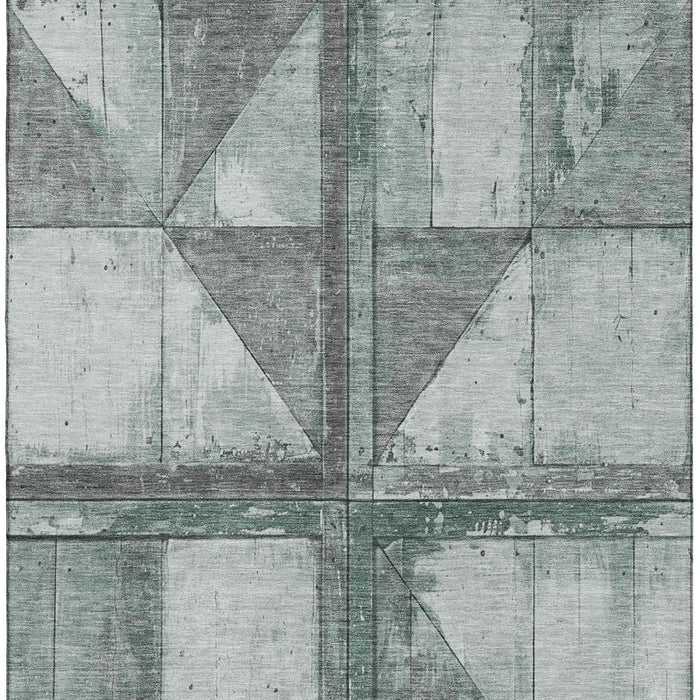 10' X 14' Geometric Washable Area Rug With UV Protection (706523) - Sage / Gray