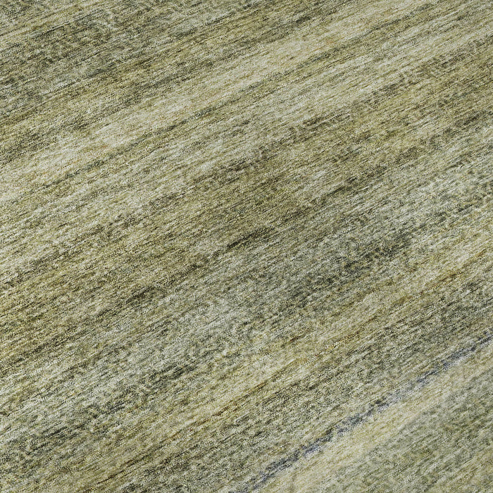 10' X 14' Striped Washable Area Rug With UV Protection (688039) - Artichoke Green / Gray / Beige
