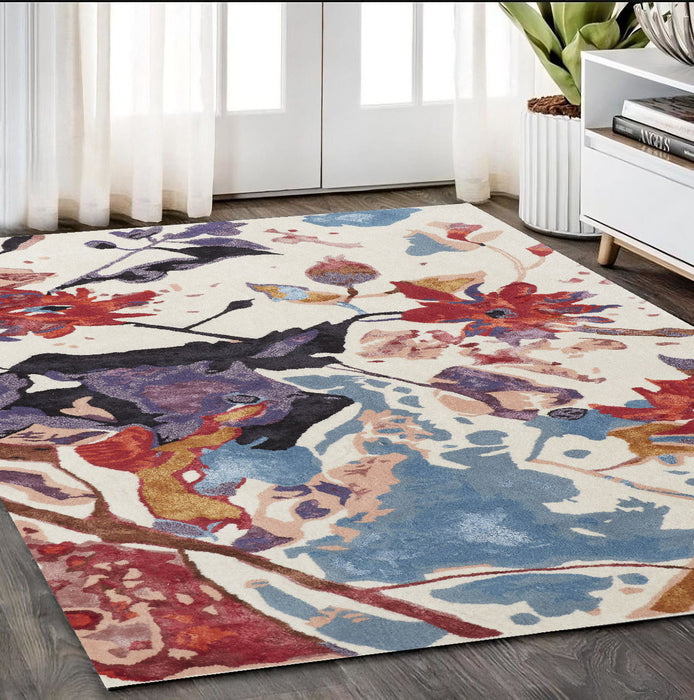 5' x 8' Floral Hand Tufted Area Rug - Blue And Red