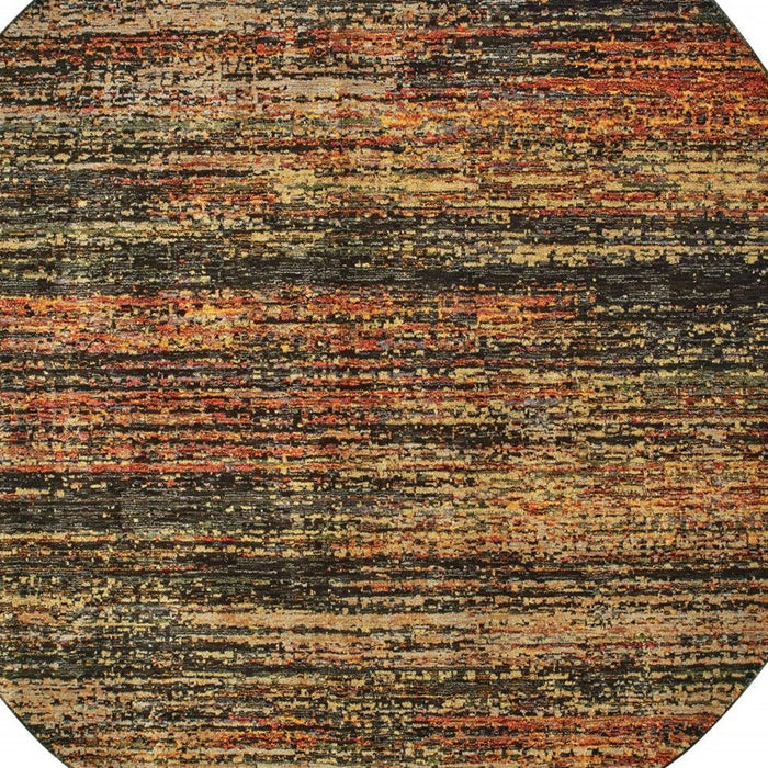 7' Round Abstract Area Rug - Gold And Slate