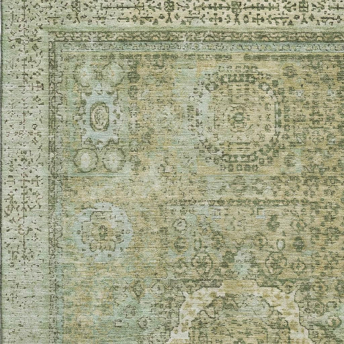10' X 14' Oriental Washable Area Rug With UV Protection (699794) - Sage / Gray