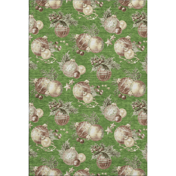 10' X 14' Polka Dot Washable Area Rug With UV Protection (702491) - Green / Brown / Beige