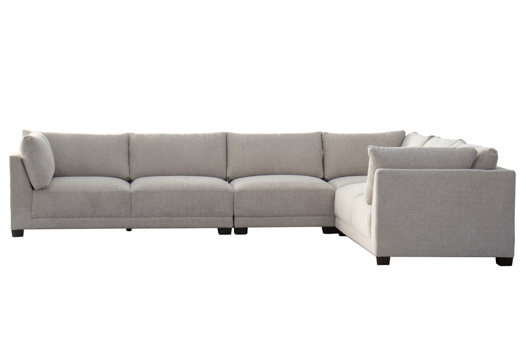 Canvas L Shaped Four Piece Sofa And Chaise Sectional With Toss Pillows - Beige