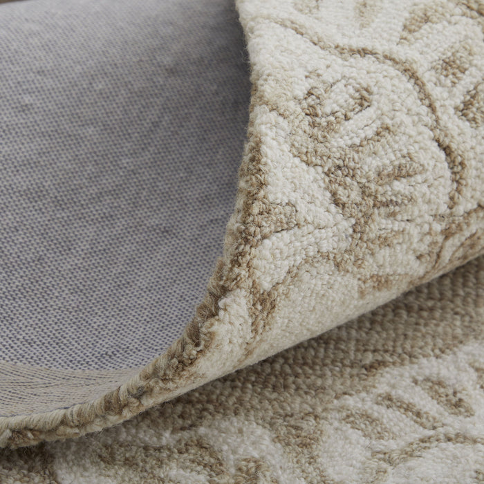 12' X 15' Wool Oriental Hand Tufted Area Rug - Tan And Ivory