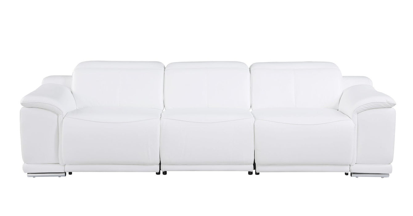 Italian Leather Reclining Metal USB Sofa (720282) - White