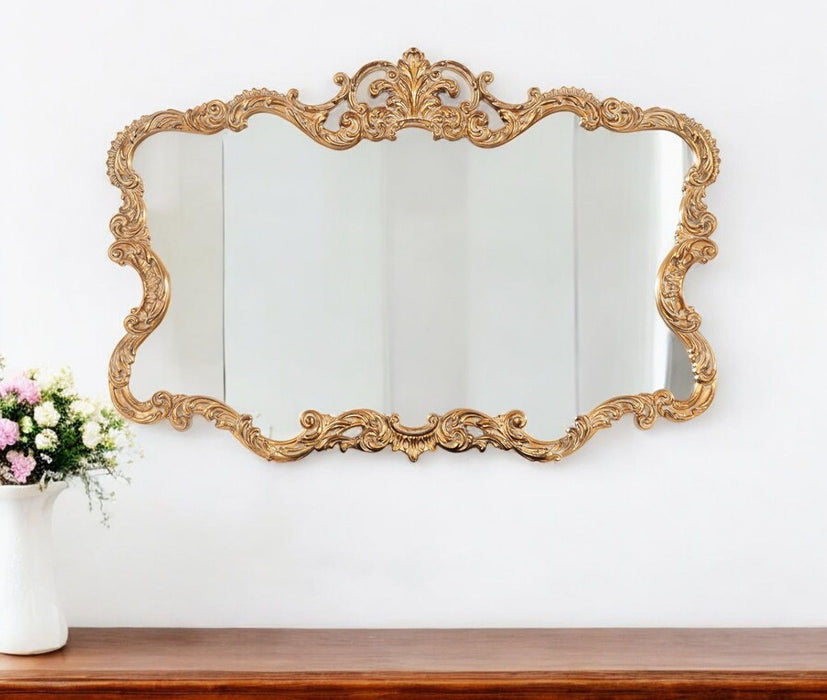 27" Ornate Scroll Framed Accent Mirror - Gold