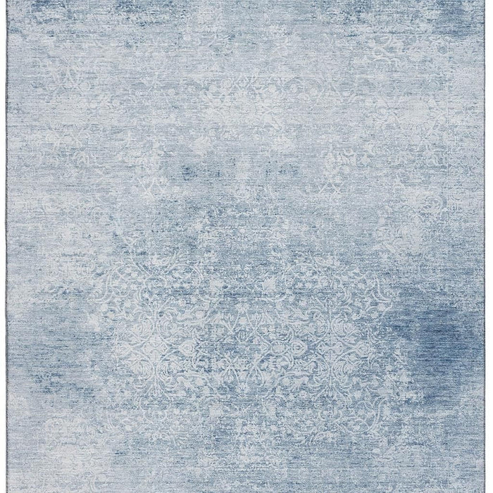 10' X 14' Oriental Washable Area Rug With UV Protection (700619) - Sky Blue / Ivory