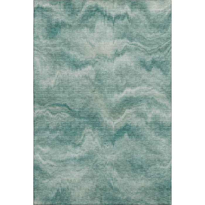 10' X 14' Abstract Washable Area Rug With UV Protection (717656) - Teal / Ivory