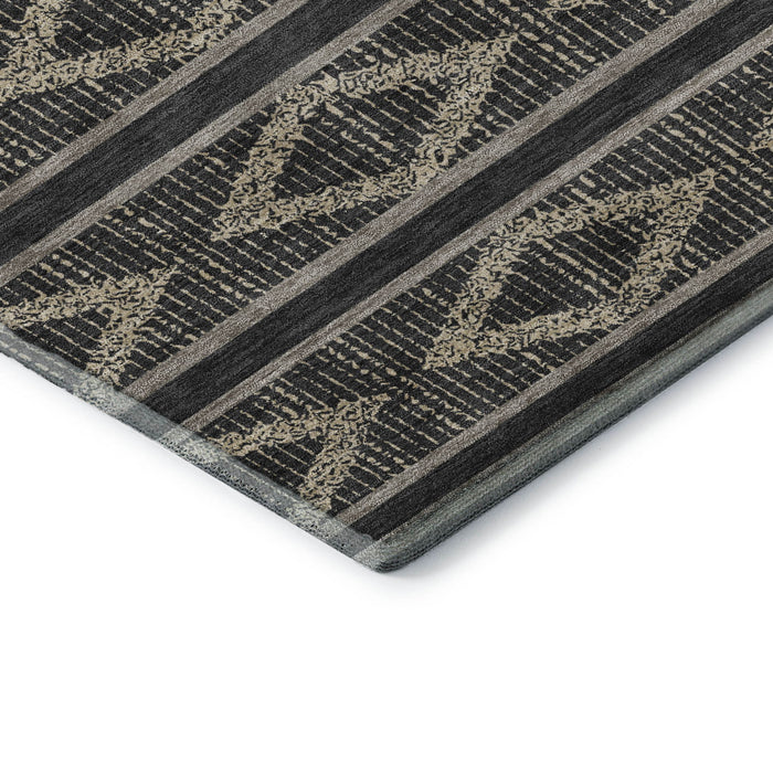 10' X 14' Geometric Washable Area Rug With UV Protection (680759) - Black / Taupe