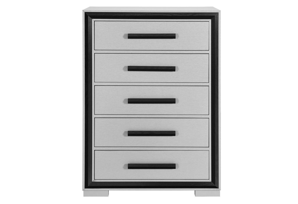 48" Wood Five Drawer Dresser - Gray And Black