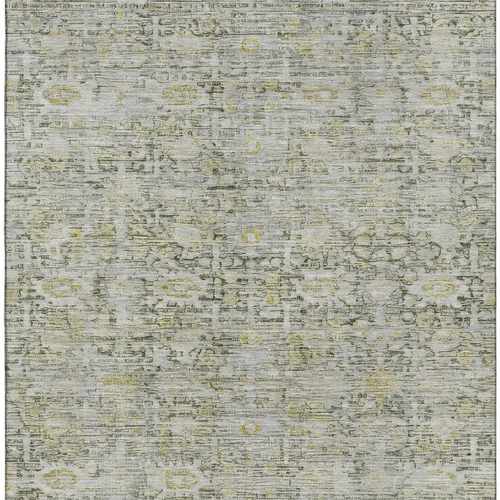10' X 14' Oriental Washable Area Rug With UV Protection (700985) - Pewter / Gold