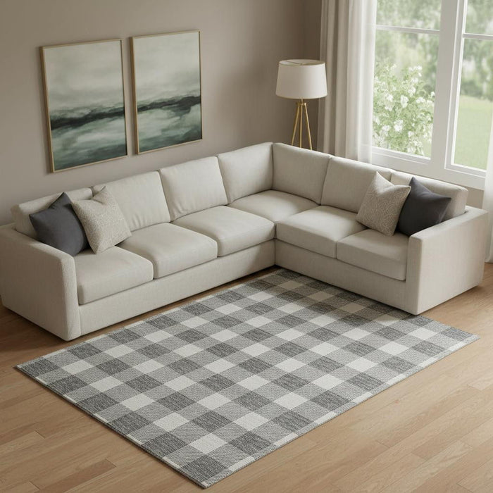 10' X 14' Plaid Washable Area Rug With UV Protection (673375) - Gray / Ivory