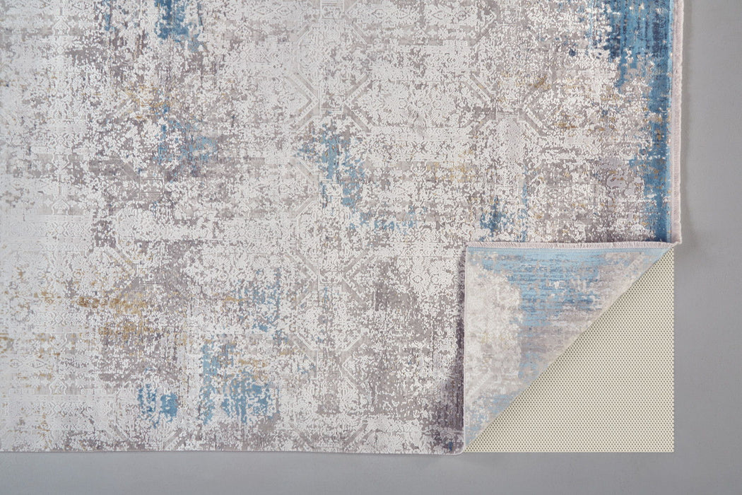 7' X 10' Industrial Abstract Power Loom Area Rug With Fringe - Ivory