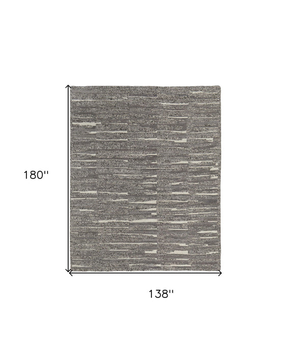 12' x 15' Abstract Hand Woven Area Rug - Gray Ivory And Taupe