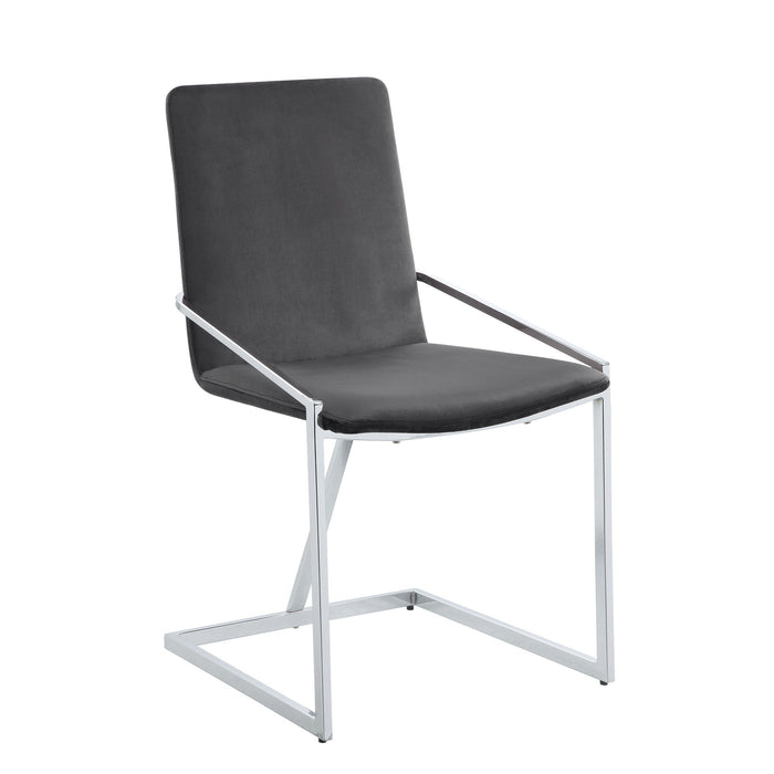 Upholstered Velvet Metal Dining Side Chairs (Set of 2) - Gray