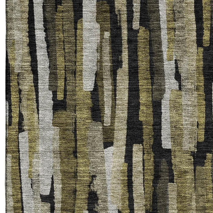 10' X 14' Striped Washable Area Rug With UV Protection (683782) - Brown / Charcoal / Gray