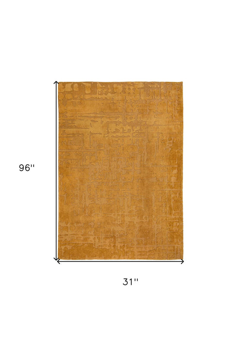 8' x 2.6' Abstract Non Skid Area Rug - Yellow