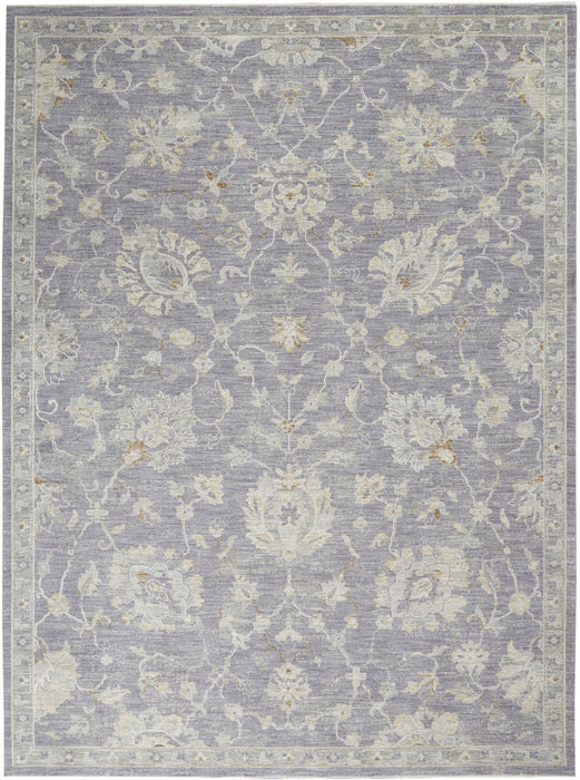 8' X 10' Floral Power Loom Area Rug - Gray / Ivory