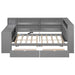 Giga platform storage bed with upholstered headboard, built-in desk, LED lighting, storage drawers, shelves, and charging station.
