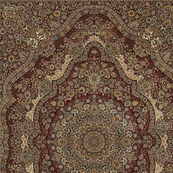 7' X 10' Medallion Area Rug With Fringe - Red And Gold