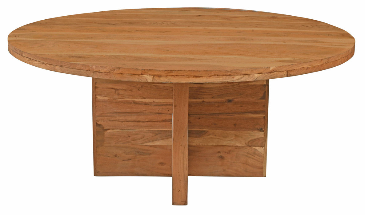 Solid Wood Pedestal Base Round Top Dining Table (488703) - Natural