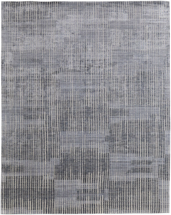 12' X 15' Abstract Hand Woven Distressed Area Rug - Blue