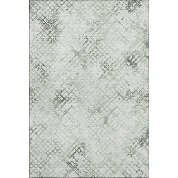 10' X 14' Abstract Geometric Washable Area Rug With UV Protection - Green And Ivory