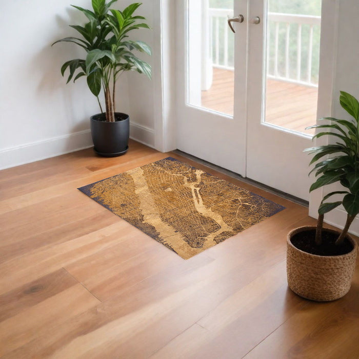 3' x 4' Abstract Non Skid Area Rug - Yellow