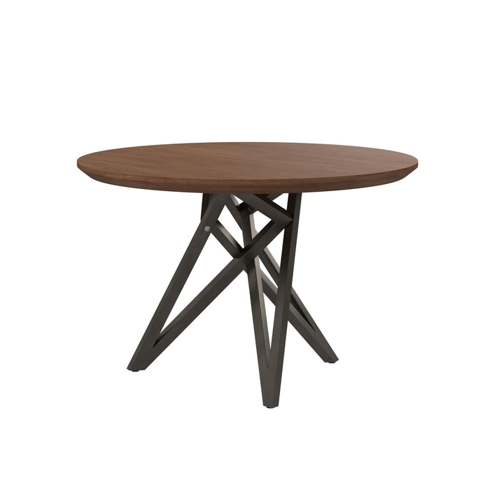 47" Wood And Stainless Steel Cross Leg Base Round Top Dining Table - Brown