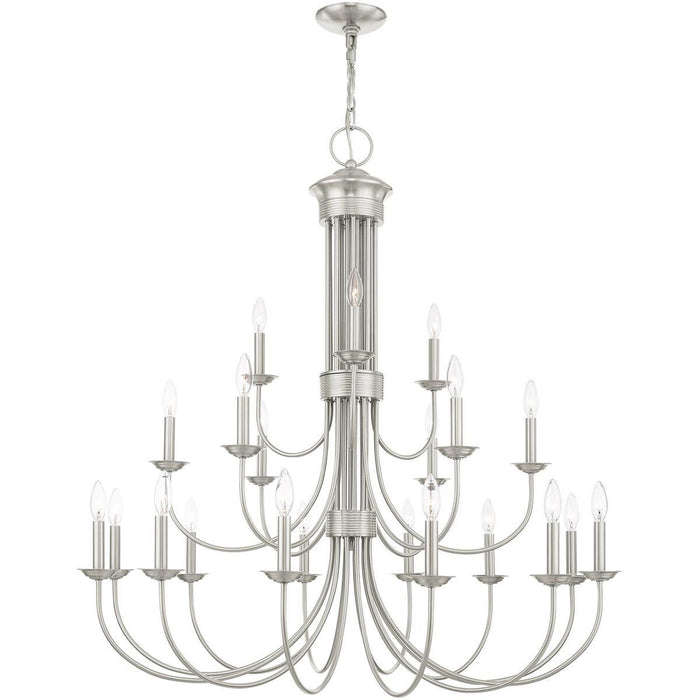 44'' Multi Light Dimmable Chandelier With Shades - Nickel