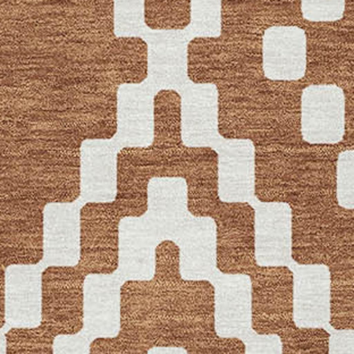 10' X 14' Geometric Washable Area Rug With UV Protection (670850) - Terra Cotta / Ivory