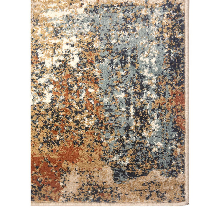 9' x 12' Abstract Power Loom Area Rug - Tan Orange And Gray